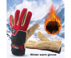 puluofuh 1 Pair Men Gloves Thickened Full Finger Fastener Tape Color Block Adjustable Polar Fleece Thermal Gloves Cycling Supplies-One Size Red