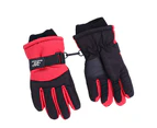 1 Pair Children Warm Gloves Windproof Non-slip Stretchy Full Finger Keep Warm Breathable Kids Winter Warm Snowboard Gloves for Outdoor-Red One Size