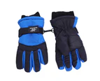 1 Pair Children Warm Gloves Windproof Non-slip Stretchy Full Finger Keep Warm Breathable Kids Winter Warm Snowboard Gloves for Outdoor-Blue One Size