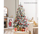 Costway 1.8M Pre-Lit Snow Flocked Christmas Tree Hinged Xmas Decor 8 Lighting Modes