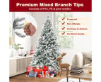 Costway 1.8M Pre-Lit Snow Flocked Christmas Tree Hinged Xmas Decor 8 Lighting Modes