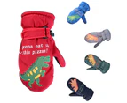 puluofuh Kids Windproof Plush Liner Magic Tape Full Finger Mittens Outdoor Warm Gloves-Red One Size
