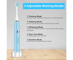 2 Heads Sonic Electric Toothbrush Teeth Clean Tool Soft Hair Tartar Plaque Calculus Remover Oral Hygiene Care Battery Power - White