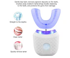 360 Degrees Automatic Electric Toothbrush Rechargeable Ultrasonic U-Type Blue light Tooth Whitening Toothbrush - White