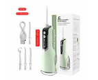 330ml Portable Oral Irrigator Dental Rechargeable Water Flosser 5 Modes Large Display For Teeth Cleaner Waterproof 4 Jet Nozzles - Green