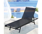 Gardeon Sun Lounge Outdoor Lounger Steel Beach Chair Patio Furniture Black