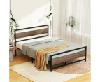 Artiss Bed Frame Double Size Metal Frame Black DREW