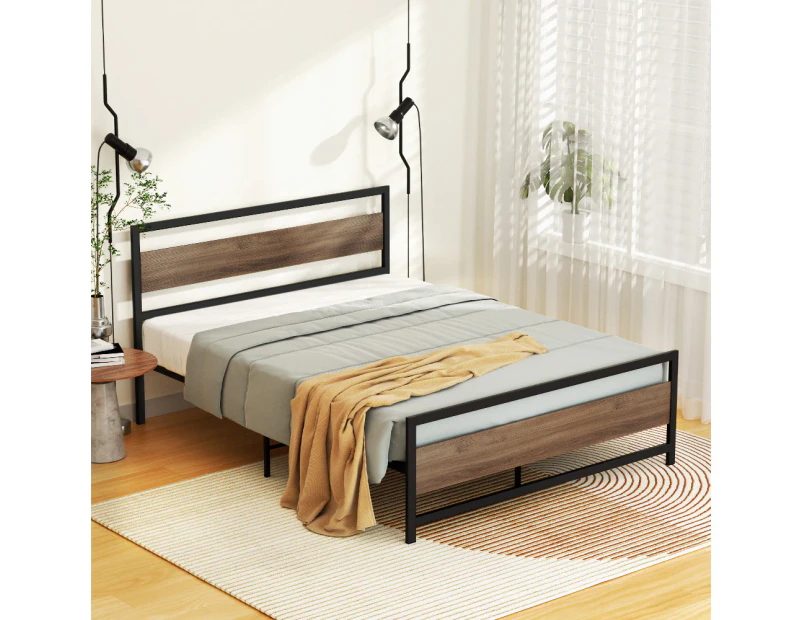 Artiss Bed Frame Double Size Metal Frame Black DREW