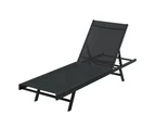 Gardeon Sun Lounge Outdoor Lounger Steel Beach Chair Patio Furniture Black