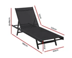 Gardeon Sun Lounge Outdoor Lounger Steel Beach Chair Patio Furniture Black