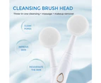 7 in 1 Electric Toothbrush Sonic Vibration 6 Modes USB Charging Cleansing Facial Lift Massager Waterproof Smart Tooth Brush Set - White