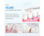 7 in 1 Electric Toothbrush Sonic Vibration 6 Modes USB Charging Cleansing Facial Lift Massager Waterproof Smart Tooth Brush Set - White