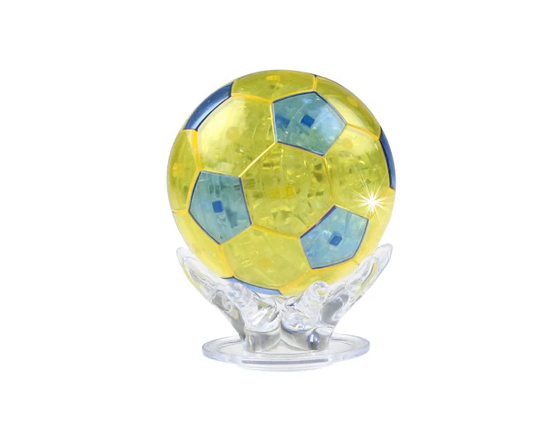 3D Soccer Crystal Puzzle DIY Assembly Model Desk Craft Decor Education Kids Toy-Yellow