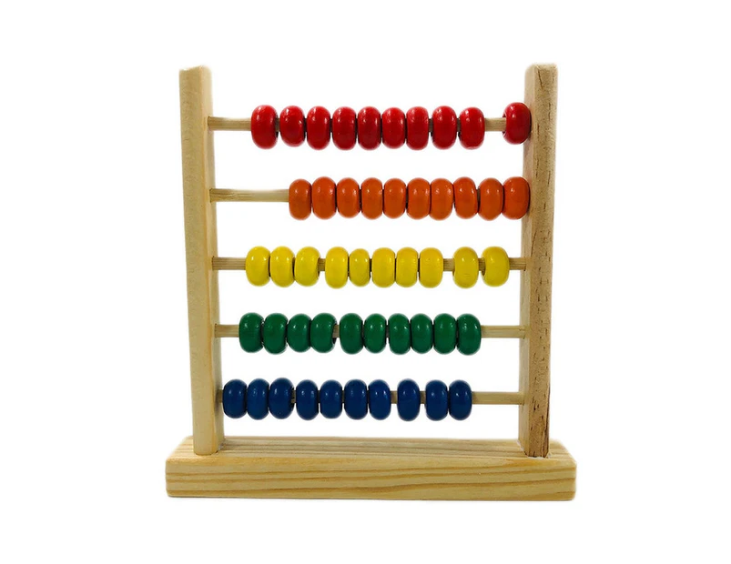 Kids 5-Row Wooden Beads Abacus Count Frame Math Learning Educational Puzzle Toy-Multicolor