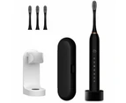 Newest Ultrasonic Electric Toothbrush Rechargeable USB with Base 6 Mode Adults Sonic Toothbrush IPX7Waterproof Travel Box Holder - Black