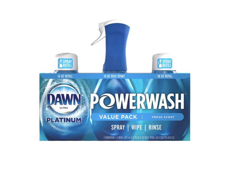 Dawn Platinum Powerwash, 1 Starter Kit and 2 Refills, 1.42 L