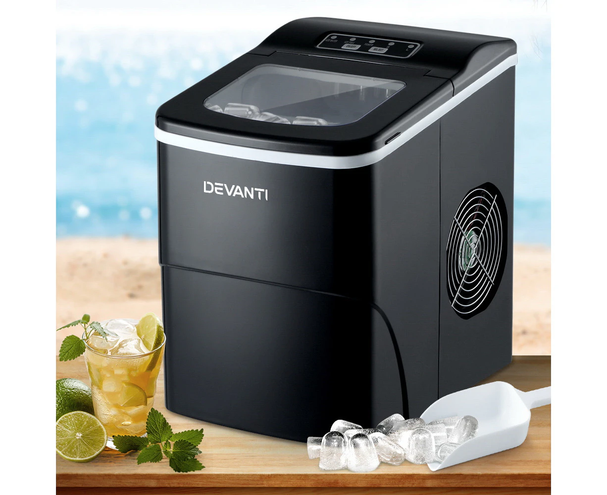 Devanti Portable Ice Maker Commercial Machine Ice Cube 2L Bar Countertop Black