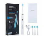 Electric Toothbrush USB Rechargeable Professional 6 Modes 6 Speeds Dental Care Waterproof Toothbrush Soft Bristles Teeth Whiten - Blue