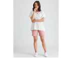 KATIES - Womens -  Cotton Blend Casual Shorts - Coral