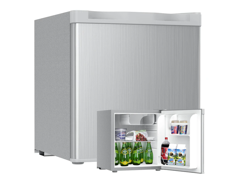 ADVWIN 48L Compact Refrigerator, Mini Bar Fridge, Portable Fridge with Freezer Adjustable Temperature, Silver