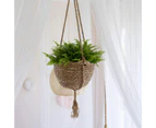 puluofuh Straw Woven Basket Portable Suspended Wall Hanging Flower Plant Suspension Basket for Balcony-1
