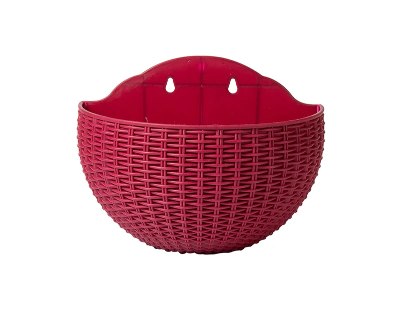 puluofuh Flower Pot Exquisite Wall-mounted Plastic Wall Hanging Basket Flowerpot for Garden-Wine Red