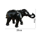 puluofuh Abstract Elephant Figurines Casting Geometric Eye-catching Elephant Resin Statue for Desktop-Black