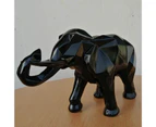 puluofuh Abstract Elephant Figurines Casting Geometric Eye-catching Elephant Resin Statue for Desktop-Black