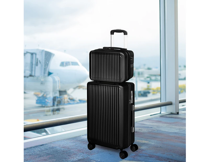 Slimbridge Luggage Suitcase Trolley Set Travel Lightweight 2pc 14"+20" Black - Black,White,Rose gold