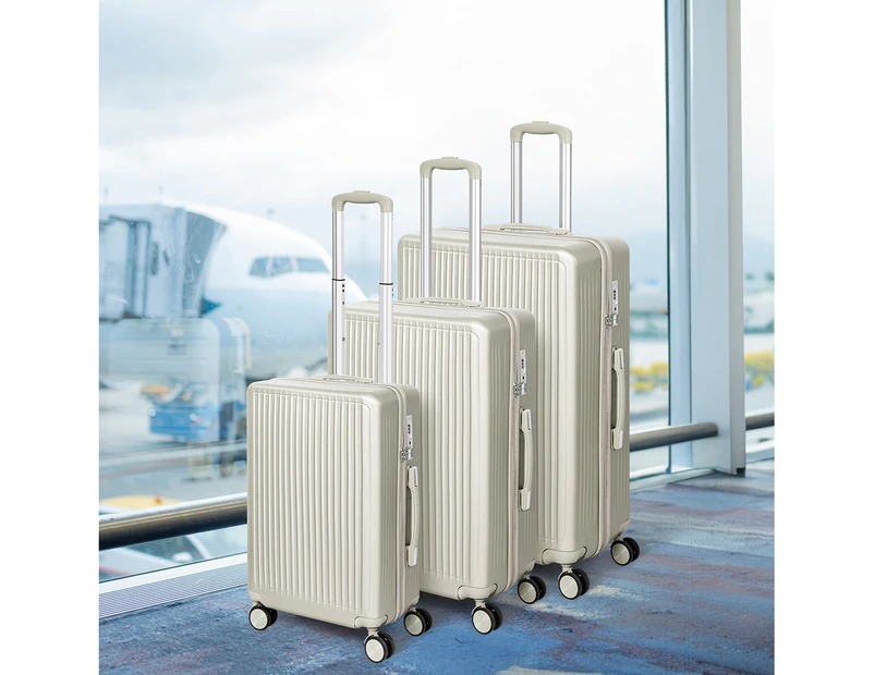 Slimbridge Luggage Suitcase Trolley Set Travel Lightweight 3pc 20"+24"+28" White - Black,White,Rose gold