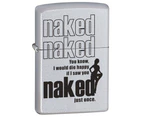 Zippo "Naked Naked" Genuine Satin Chrome Finish Cigar Cigarette Pocket Lighter