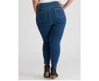 AUTOGRAPH - Plus Size - Womens Jeans -  Pull On Denim Jeggings - Mid Wash