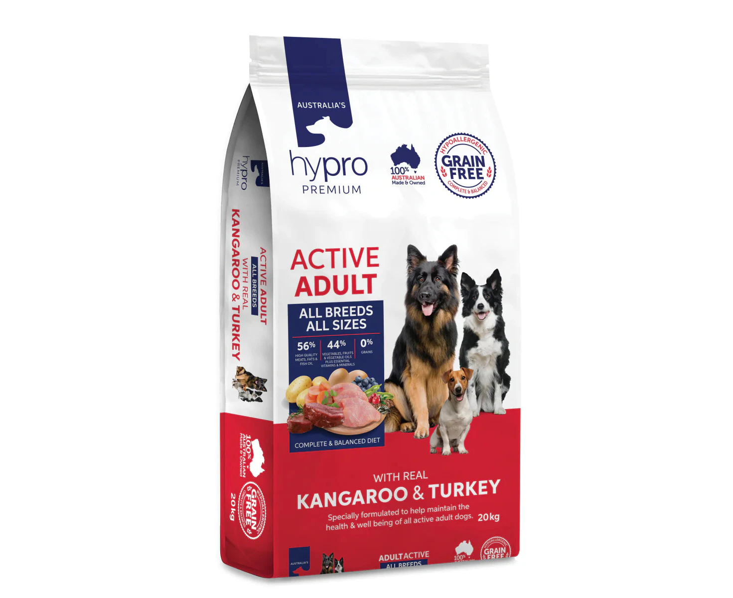 Hypro Premium Active Adult Dry Dog Food Real Kangaroo & Turkey 20kg