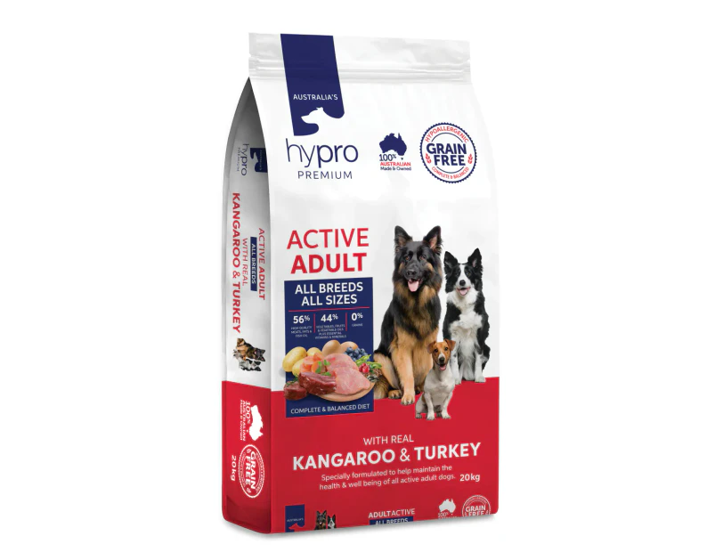 Hypro Premium Active Adult Dry Dog Food Real Kangaroo & Turkey 20kg