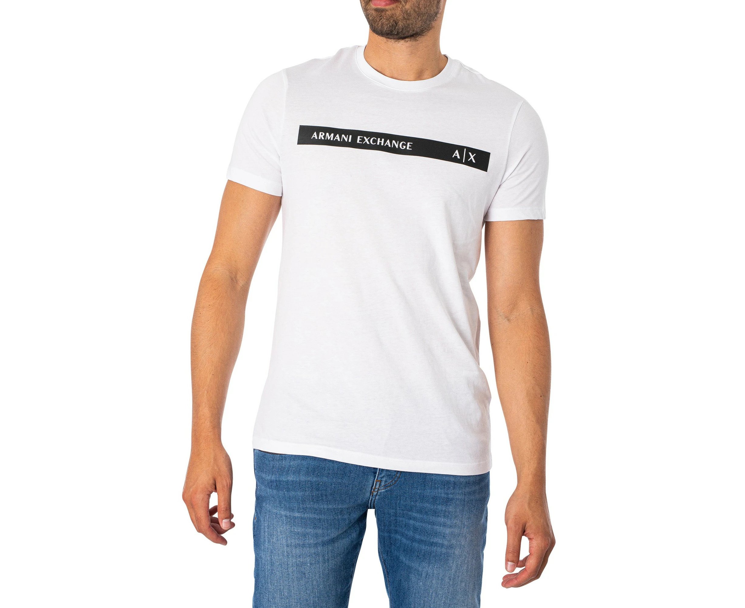 Armani Exchange Men's Logo Stripe T-Shirt - White