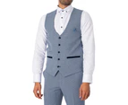 Marc Darcy Men's Bromley Single Breasted Check Waistcoat - Blue