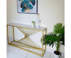 140cm Aiden White and Gold Ceramic Console Table/shimmering antique gold coloured legs