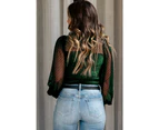 Azura Exchange Dotty Long Sleeve Ribbed Velvet Bodysuit - Green