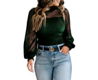 Azura Exchange Dotty Long Sleeve Ribbed Velvet Bodysuit - Green