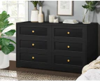 ALFORDSON 6 Chest of Drawers Hamptons Storage Cabinet Dresser Tallboy Black