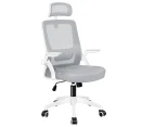 ALFORDSON Mesh Office Chair Tilt Executive Fabric Seat White & Grey