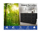 ALFORDSON 6 Chest of Drawers Hamptons Storage Cabinet Dresser Tallboy Black