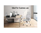 ALFORDSON Mesh Office Chair Tilt Executive Fabric Seat White & Grey