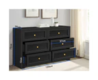 ALFORDSON 6 Chest of Drawers Hamptons Storage Cabinet Dresser Tallboy Black