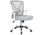 ALFORDSON Mesh Office Chair Tilt Adjustable Mid Back White & Grey