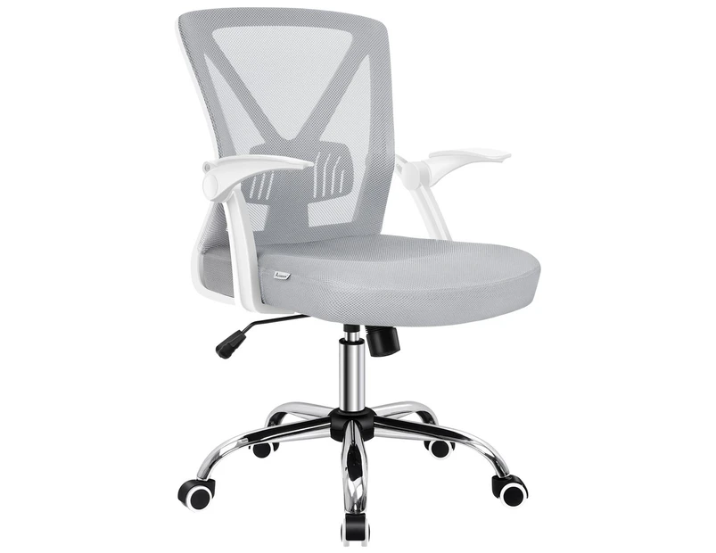 ALFORDSON Mesh Office Chair Tilt Adjustable Mid Back White & Grey