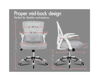 ALFORDSON Mesh Office Chair Tilt Adjustable Mid Back White & Grey