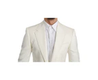 Dolce & Gabbana Single Breasted Wool Blazer with Logo Details - White