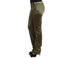 John Galliano Gray Slim Pants with Logo Details - Green