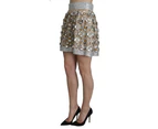 Embellished High Waist Mini Skirt - Silver